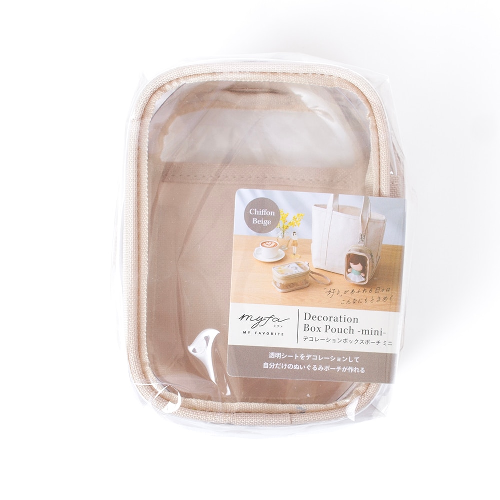 Itoya, Pouch, Art & School, MyFa, Clear, Box, Medium, Zipper, 962541, Chiffon Beige